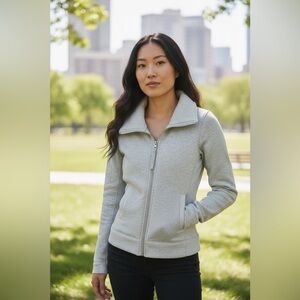 lululemon athletica Light Gray Zip-Up Sweatshirt
